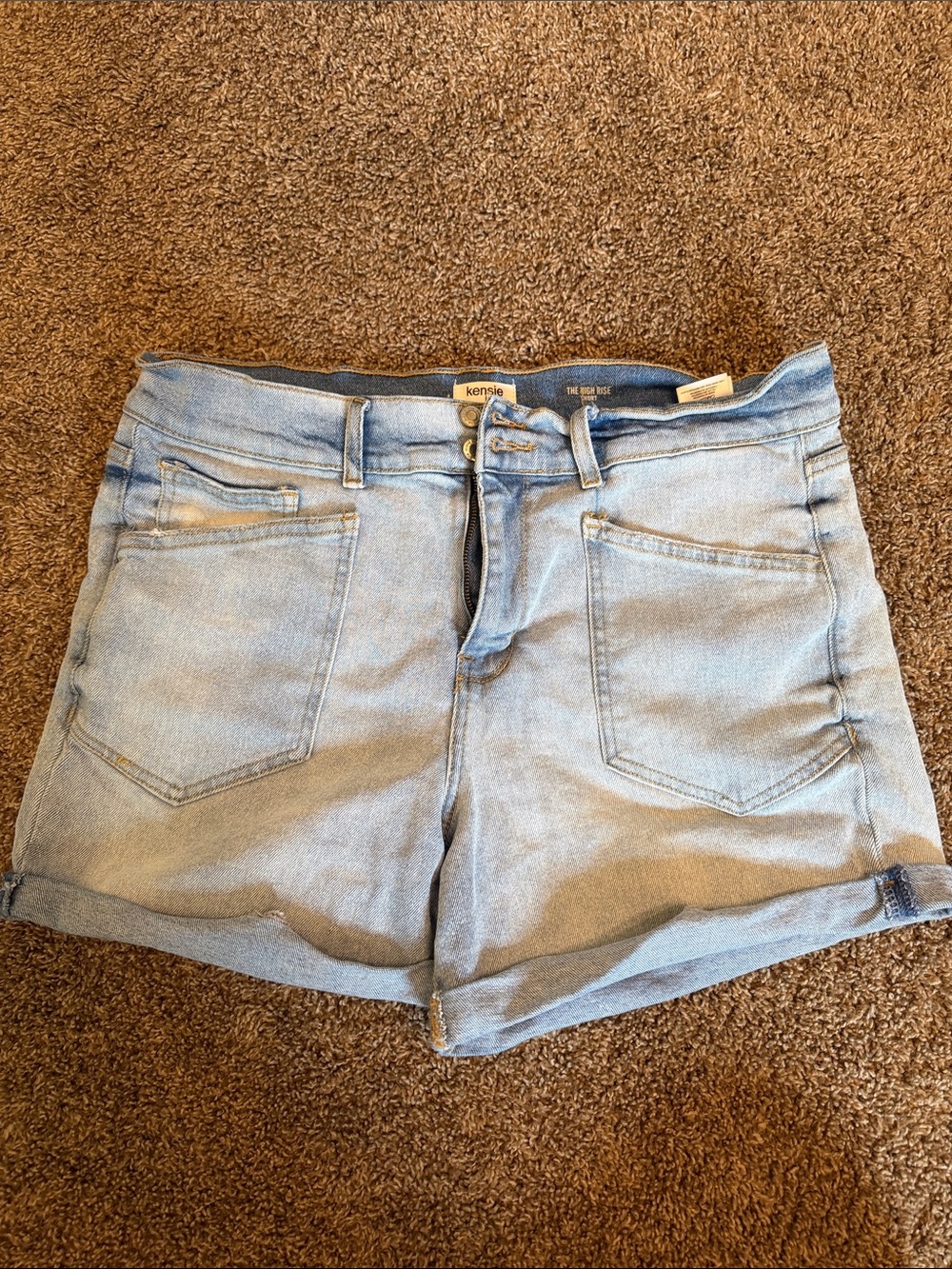 Kensie Light Wash Rolled Hem Denim Shorts